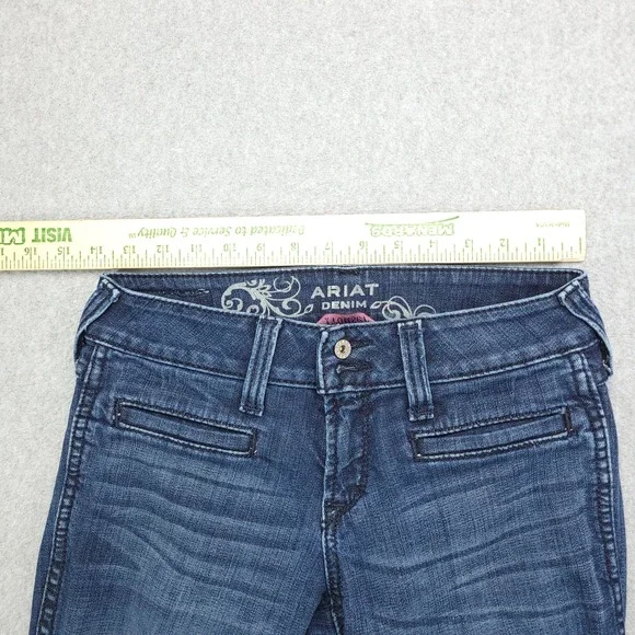 Ariat Denim Womens Trouser Jeans Size 25R Bootcut Wide Leg Flare Medium Wash - Picture 11 of 15